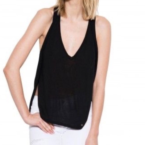 Anthropologie One Grey Day Orion Knit Tank Top Racerback V-neck Cream White - Picture 4 of 16